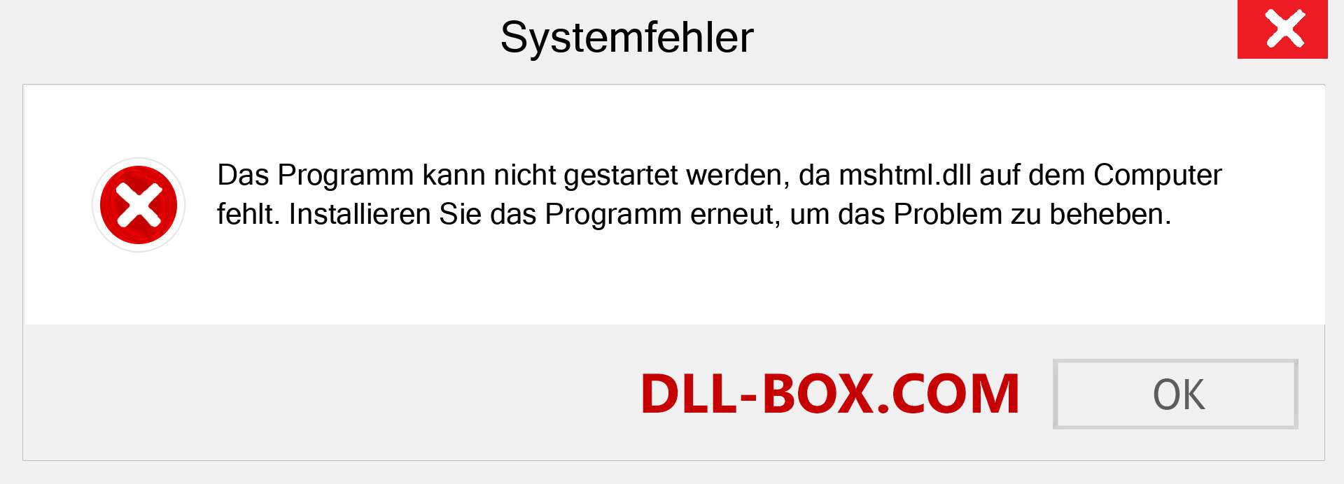 mshtml.dll-Datei fehlt?. Download für Windows 7, 8, 10 - Fix mshtml dll Missing Error unter Windows, Fotos, Bildern